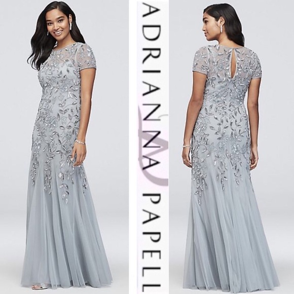 Adrianna Papell Long Beaded Godet - Picture 5 of 14